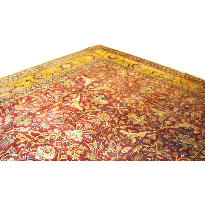 High-Quality Hand-Knotted Red And Gold Area Rug