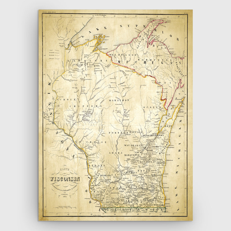" Wisconsin Sketch Map II ", 36" H x 48" W x 1.5" D