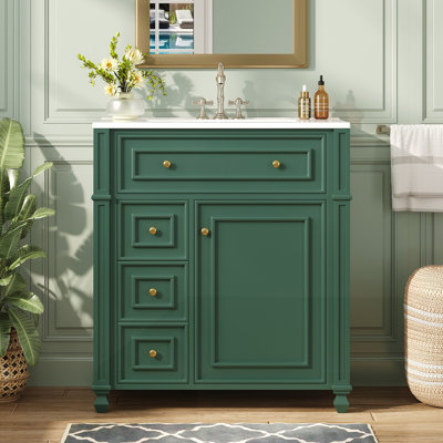 Bathroom Vanity Cabinet with Ceramic Sink Basin