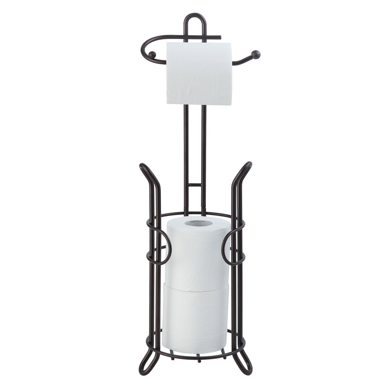 Oil Rubbed Bronze Freestanding Toilet Paper Holder with Storage