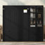 Grand lit escamotable avec armoire réversible de gauche à droite, portes en acrylique, 4 tiroirs et armoires à tablettes de rangement multiples, noir