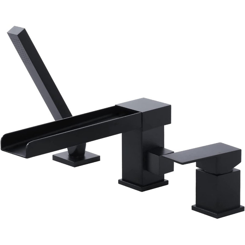 Deck Waterfall Faucet with Diverter, Black