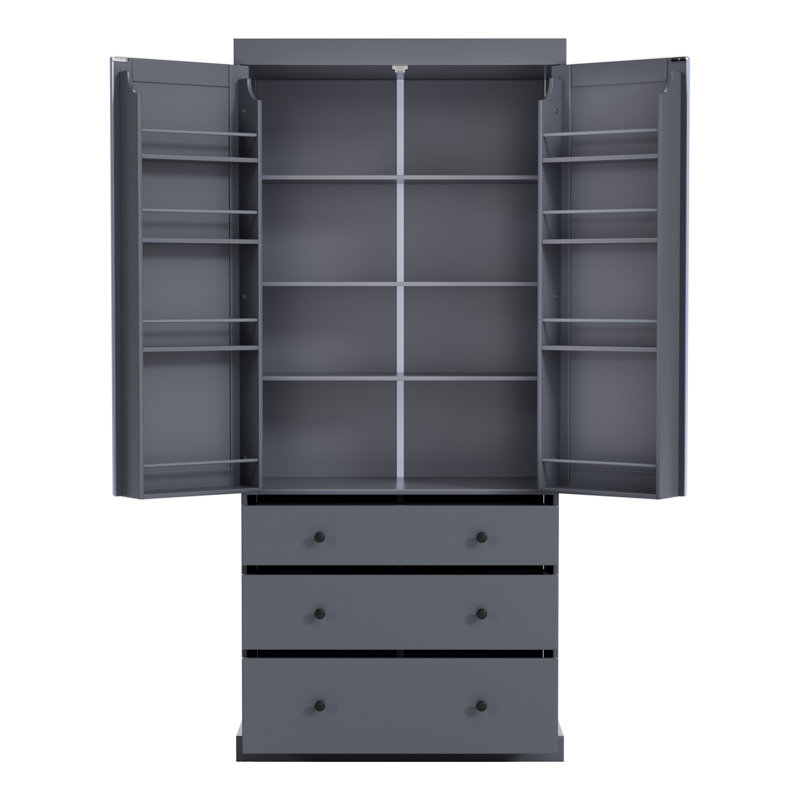 Topmax 77Inch Farmhouse Kitchen Pantry, Grey