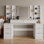Bureau de maquillage avec miroir et lumières, grande table de coiffeuse de 59 po avec 8 tiroirs et tablettes de rangement ouvertes, luminosité réglable, coiffeuse pour chambre à coucher, femme et fille