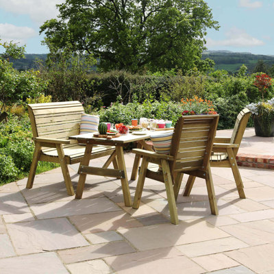 Strader 4 - Person Wood Patio Dining Set with Rectangular Table
