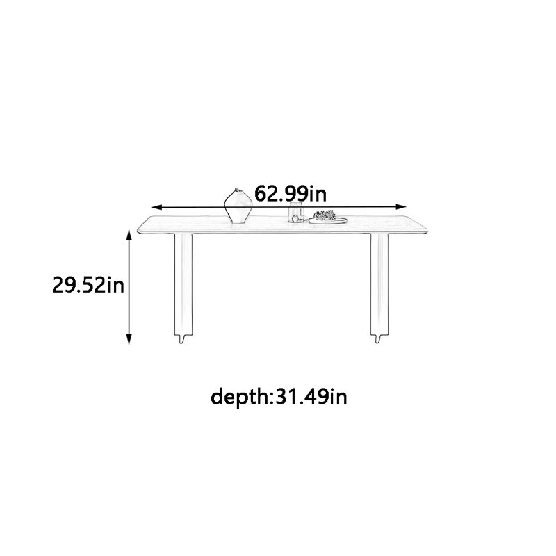 Table de salle à manger, H 29,52 po x L 62,99 po x l 31,49 po