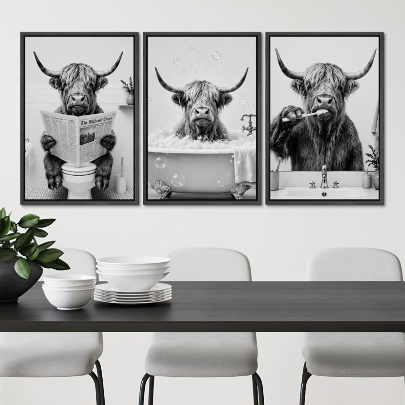 Highland Cow, Black, 24" H x 16" W