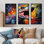 «Colorful Roaring Trex Dinosaur I», art mural dinosaure