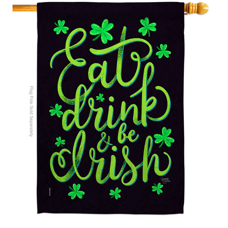 Double Sided 40'' H x 28'' W Polyester St. Patrick's Day House Flag