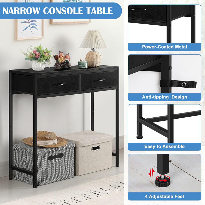 Contrell 34'' Console Table, Black Top/Black Base
