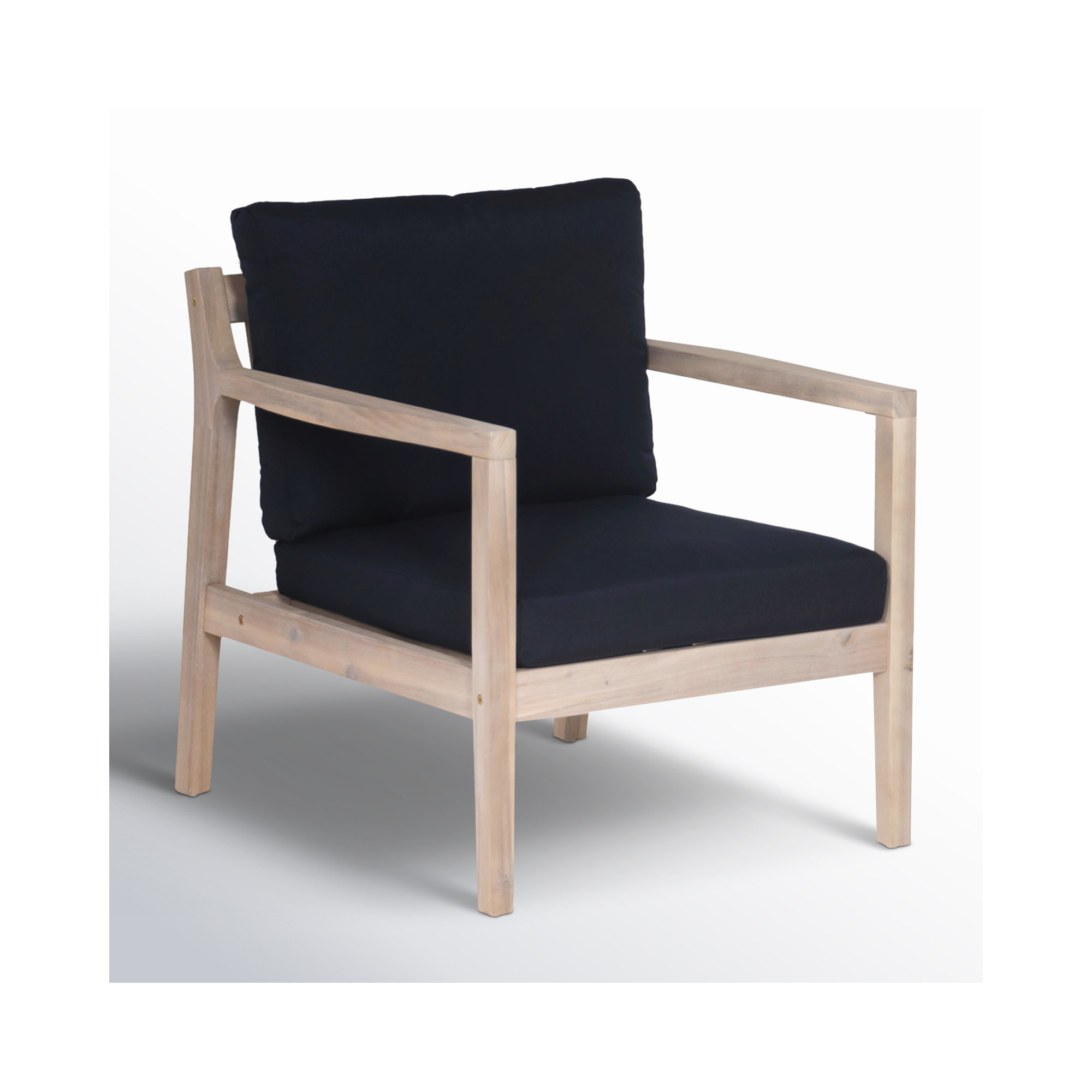 Amina Acacia Outdoor Lounge Chair, Navy Performance