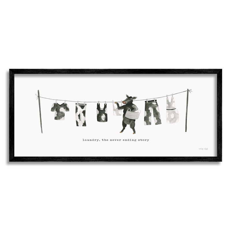 «Stupell Industries Cow Doing Laundry», art mural sur toile par Cindy Jacobs, H 13 po x l 30 po x P 1,5 po
