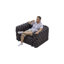 Ensemble de canapé moderne 48,4 po, canapé modulaire 1 place rembourré en similicuir avec conception touffetée à la main pure, 1 repose-pieds et 1 oreiller, combinaison multiple pour le salon, brun foncé