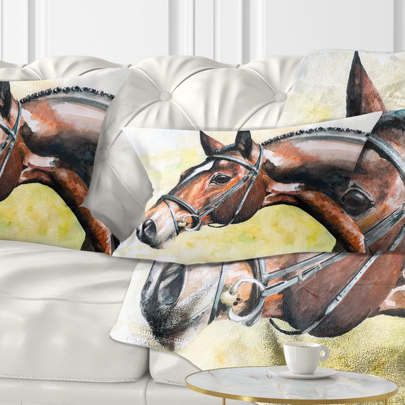 Portrait de cheval brun - coussin imprimé animal