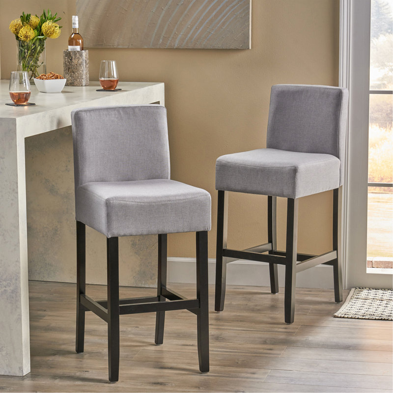 Stylish And Comfortable Fabric Barstool With Ergonomic Design And Sturdy Construction, Light Grey