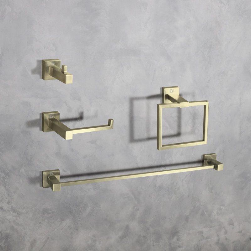 Isla 4 - Piece Bathroom Hardware Set, Brushed Gold