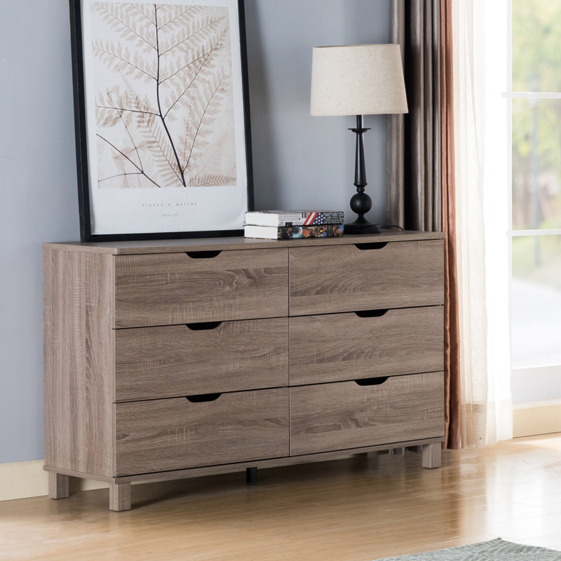 Commode 6 tiroirs Kirtan, Taupe