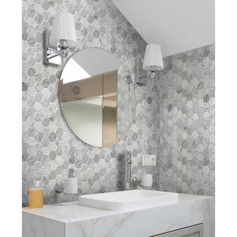 Apollo Harbor 12" x 12" Marble Honeycomb Mosaic Wall & Floor Tile