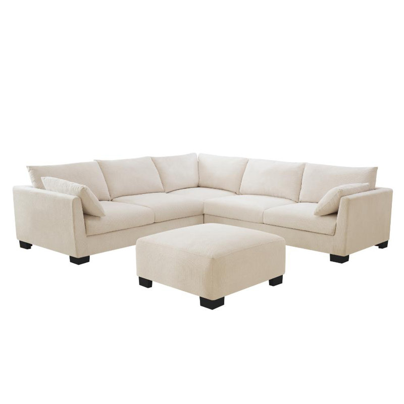 Cenko 5 Seater Sofa, Cream Linen Blend