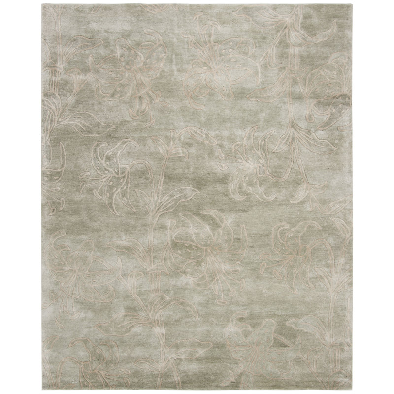 Steve Hand Tufted Wool And Viscose Floral Rug, Rectangle 7'6" x 9'6"