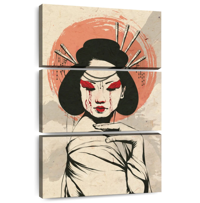 Portrait de femme japonaise Leisha Somber, H 45 po x l 28 po
