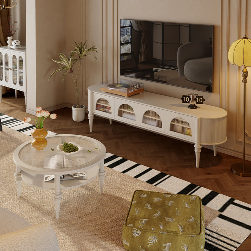 Ensemble de meuble télé et table basse en bois de cerisier