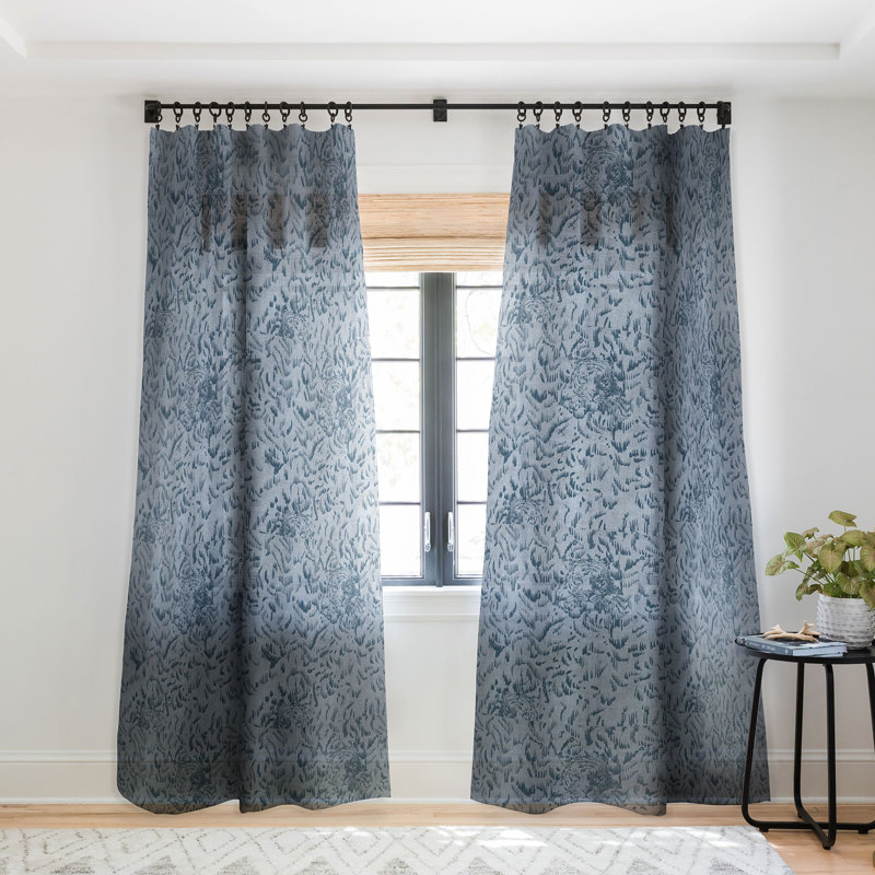 Panneau de rideau transparent 1 pièce, 50 po x 96 po, Bleu