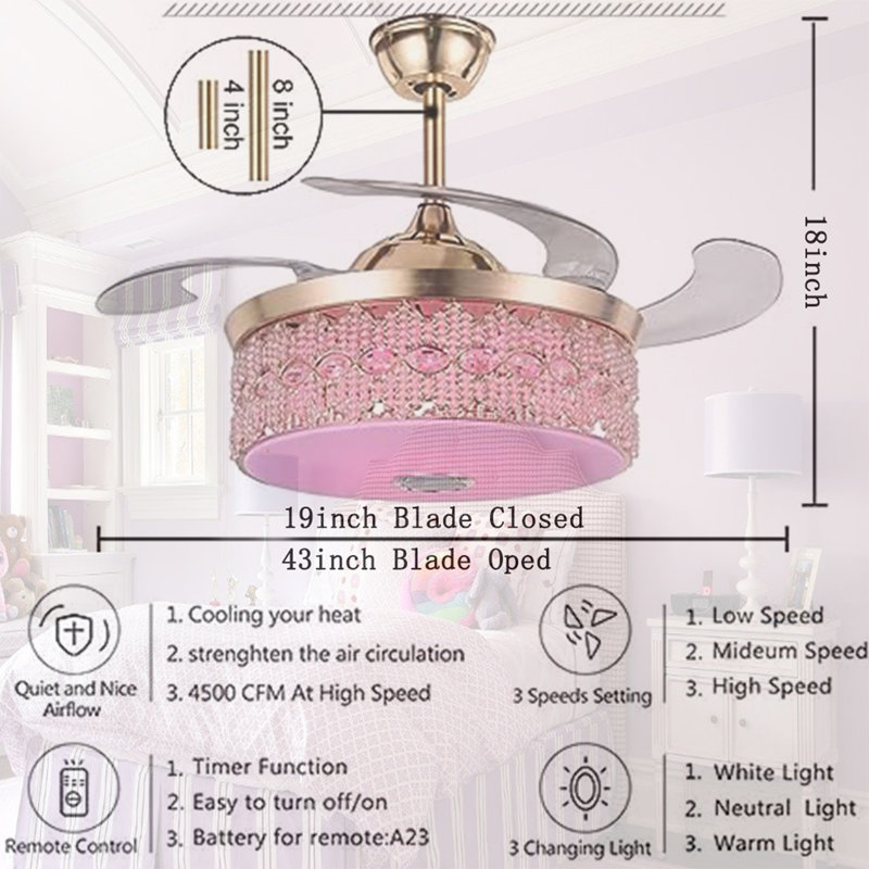 Guichard 43'' Ceiling Fan with LED Lights
