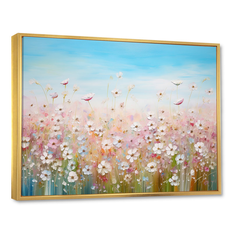 Fleurs sauvages Meadows I sur toile, Cadre flottant doré, H 16 po x l 32 po x P 1 po