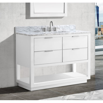 Meuble-lavabo simple 42 po avec plateau en marbre de Carrare Allie