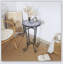 Table d'appoint de patio, bleu et noir