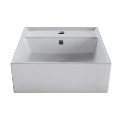 Tikamoon Leonce 16.54'' Ceramic Square Bathroom Sink with Overflow