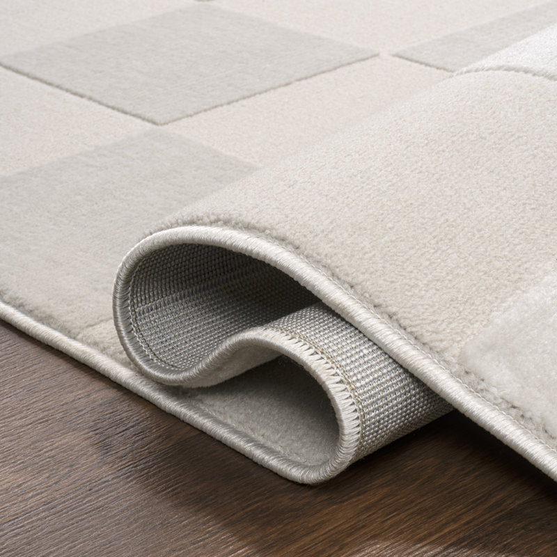 Tapis blanc / crème à motif géométrique Ralph Laurie, Rectangle 2 pi 11 po x 5 pi