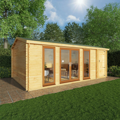 20ft x 10ft Home Office Studio With Side Shed UPVC Windows & Doors (44mm)