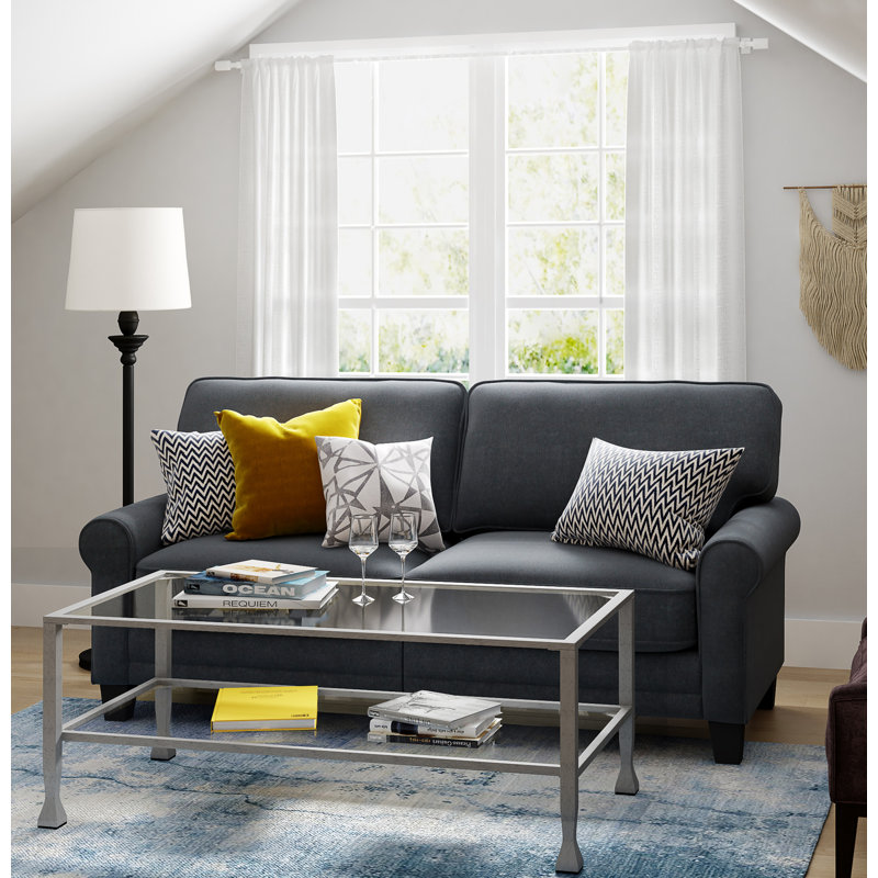 ClickDecor Maddox 2-Tier Tempered Glass Coffee Table with Metal Frame, Console, Living Room Accent Furniture, Rectangular Top with Storage Shelf, Easy Assembly, 48 Inch