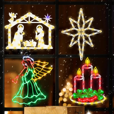 Décorations de Noël - Silhouette de fenêtre de Noël 16 po