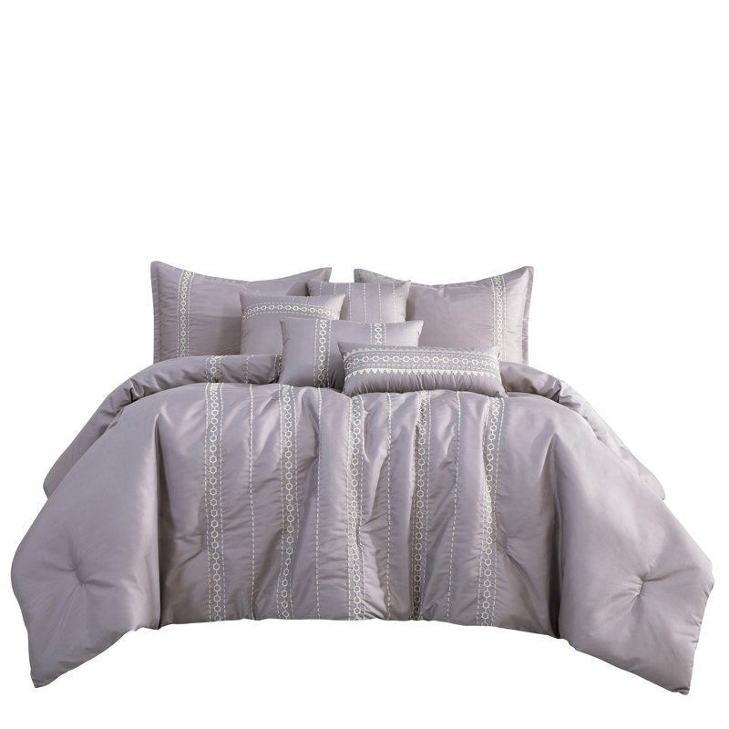 Ensemble d'édredon en microfibre lilas 7 pièces, Édredon grand + 6 pièces supplémentaires