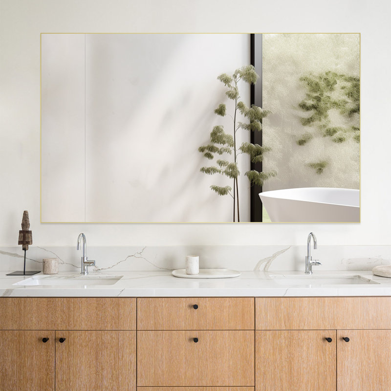 Miroir de salle de bain mural, 48 po x 84 po, Or brossé