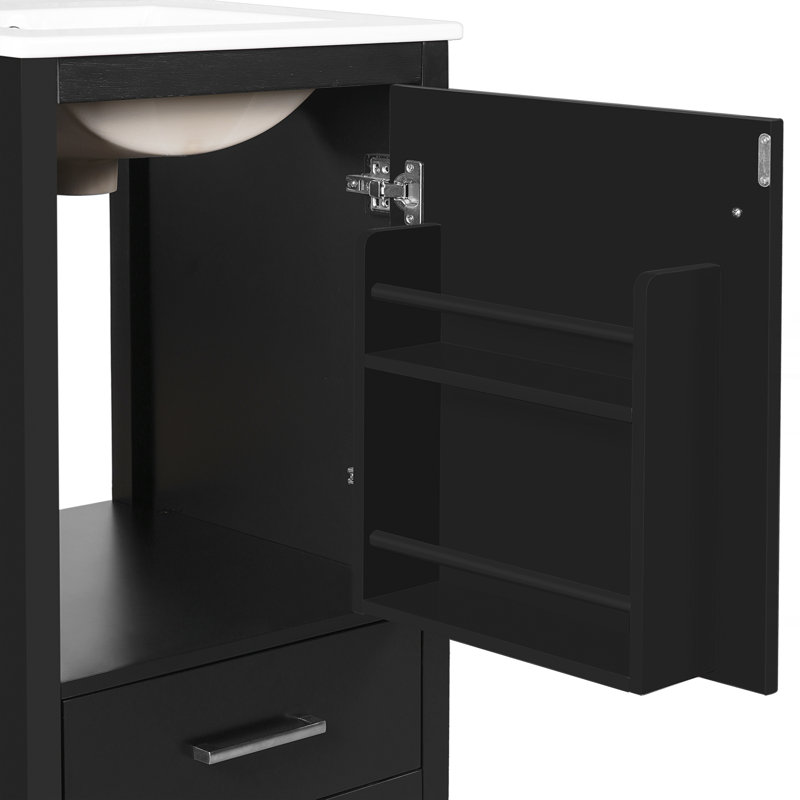 Meuble-lavabo moderne avec lavabo en céramique, Noir