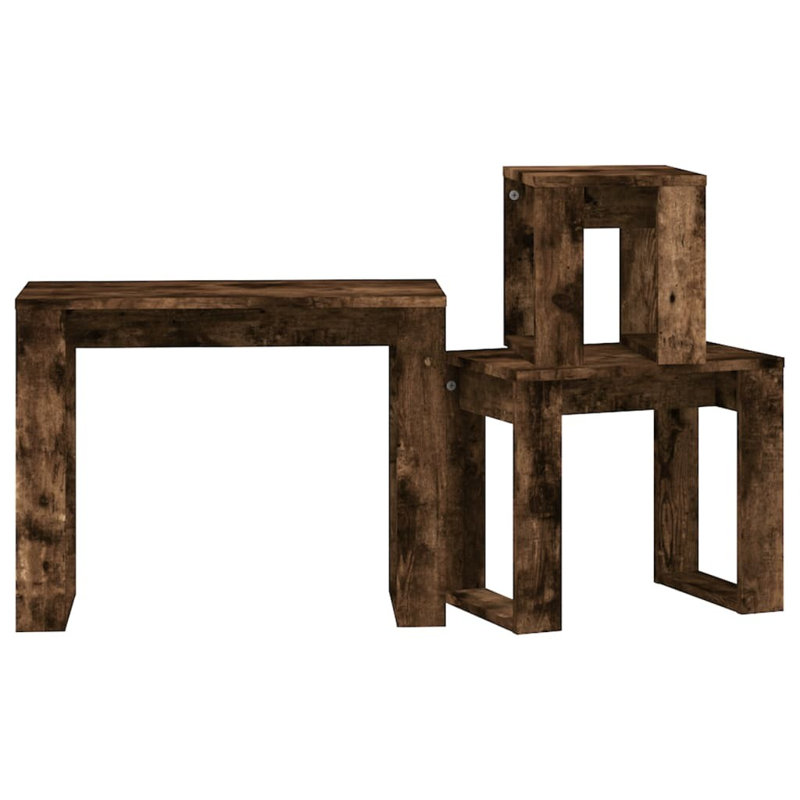 Alexzandrea Nesting Tables 3 Pcs Chipboard, Smoked Oak, Smoked Oak