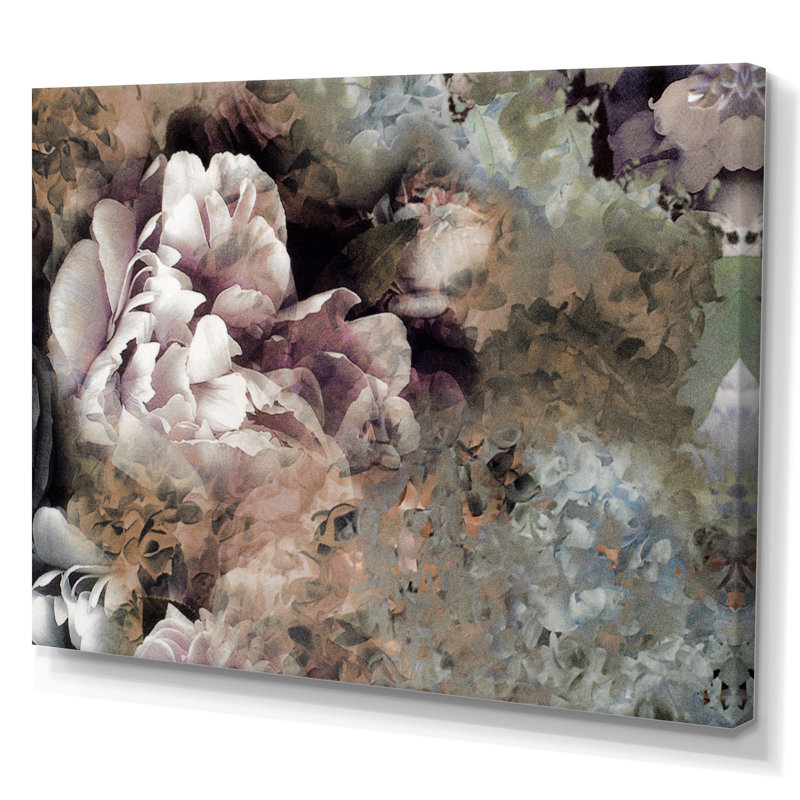 «Grunge Silk Nature Flower» - décoration murale moderne en toile, H 30 po x l 40 po x P 1,5 po, Toile tendue
