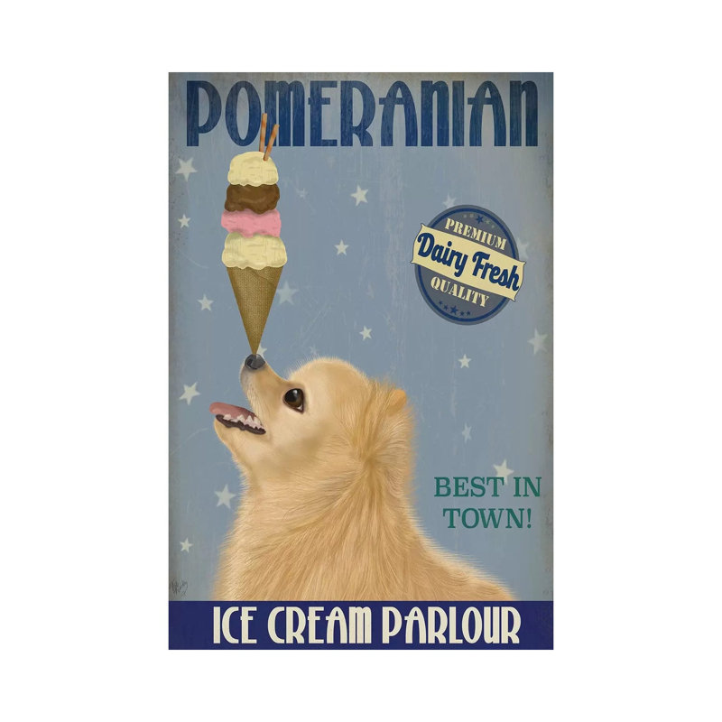 Pomeranian Ice Cream by Fab Funky - Wrapped Canvas Print, 101.6cm H x 66.04cm W x 1.91cm D