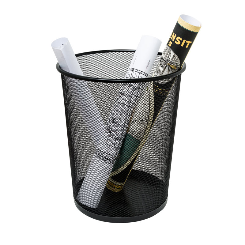 Corbeille pour déchets ouverte en acier 4 gallons Burritt, Noir, noir, noir, noir