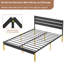 Ensemble de chambre à coucher Purtell de style industriel rustique : lit plateforme en métal avec tête de lit en bois et 2 tables de chevet assorties, sommier à lattes en acier robuste, aucun sommier à lattes requis, tables d'appoint avec tiroir de rangement-931717028-914033001