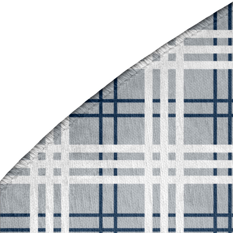 Tapis à carreaux gris, Rond 5 pi