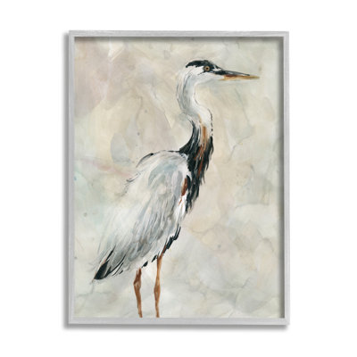 «Ornate Crane Portrait over Soft Neutral» par Carol Robinson - peinture sur toile