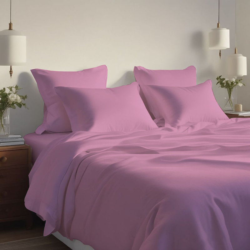 Ensemble de draps rafraîchissant et respirant Hotel Luxurious, Ensemble de draps pour grand lit + 4 taies d'oreil, Prune pâle