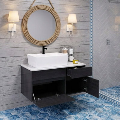 Petit meuble-lavabo mural simple 31,5 "avec lavabo