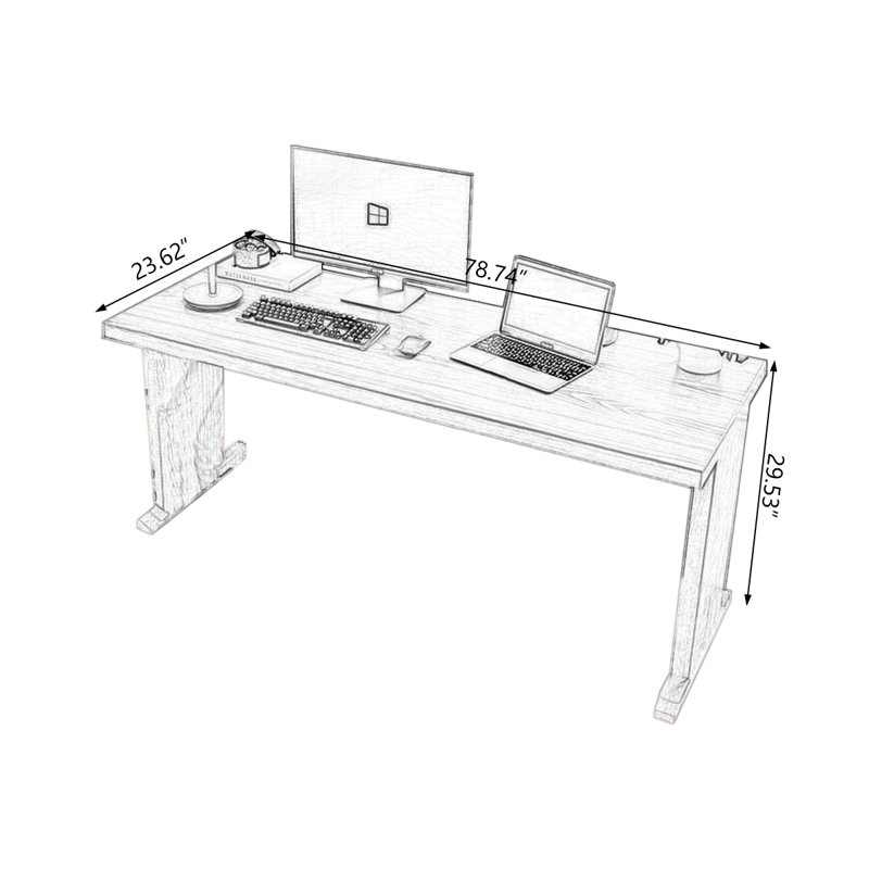 Bureaux rectangulaires en bois massif noyer, H 29,53 po x l 78,74 po x P 23,62 po