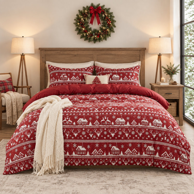 Ensemble de housse de couette Nordic Christmas Reindeer, 90"x90"